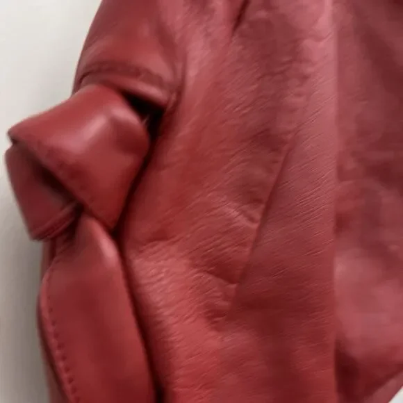 J.Jill Leather Hobo Slouch Tie Knot Large Red Handbag - Picture 5 of 16